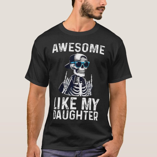 Retro Awesome Like My Daughter Funny Dad Parents D T-Shirt (Vorderseite)