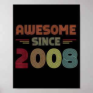 Retro Awesome Seit 2008 14. Geburtstag Bday Gebore Poster
