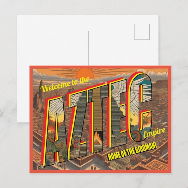 Retro Aztec Empire Birdman Postkarte (Vorne/Hinten)