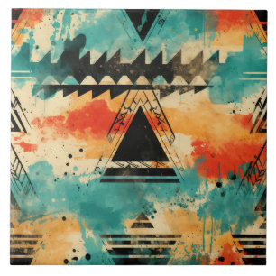 Retro Azteken-Muster geometrisch abstrakt orange Fliese