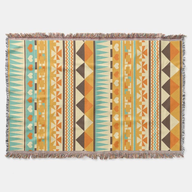 Retro-Azteken-Musterdruck Decke (Vorderseite)