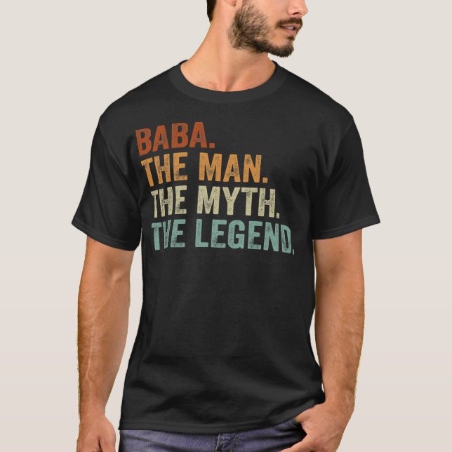 Retro Baba The Man Myth Legend Daddy Grandpa T-Shirt (Vorderseite)