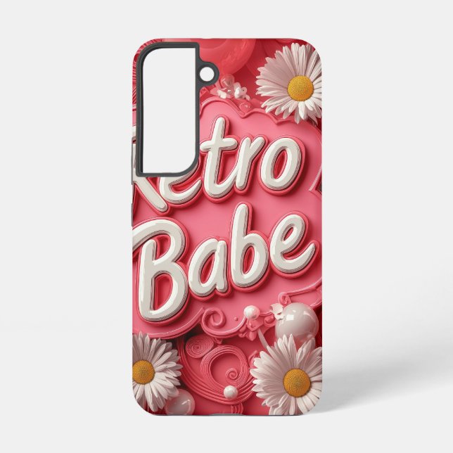 Retro Babe Floral (rot) Handy Case Samsung Galaxy Hülle (Rückseite)