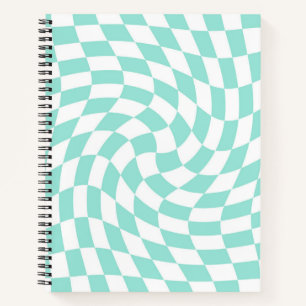 Retro Baby Blue Pastel Warped Karos geprüft Notizbuch
