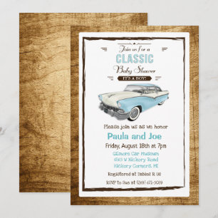 Retro Baby Dusche Einladung für klassische Autos