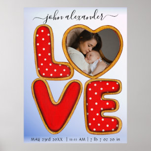 Retro Baby Foto Geburtsankündigung Keepake Post Poster