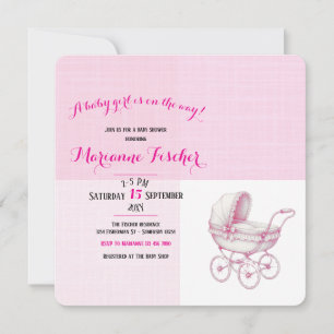Retro-Baby-Mädchen-Party-Einladung