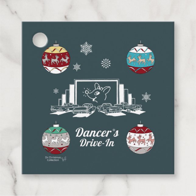 Retro Baby Reindeer Geschenkanhänger (Vorderseite)