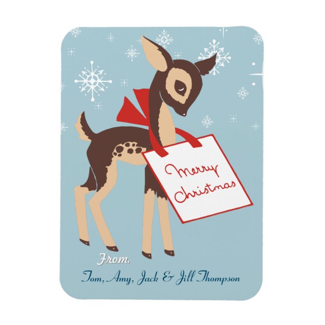 Retro Baby Reindeer | Individuelle Weihnachtsflexi Magnet (Vertikal)