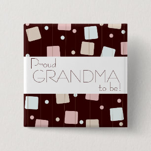 Retro Baby-Rosa oder Blau? Stolze Großmutter zum Button