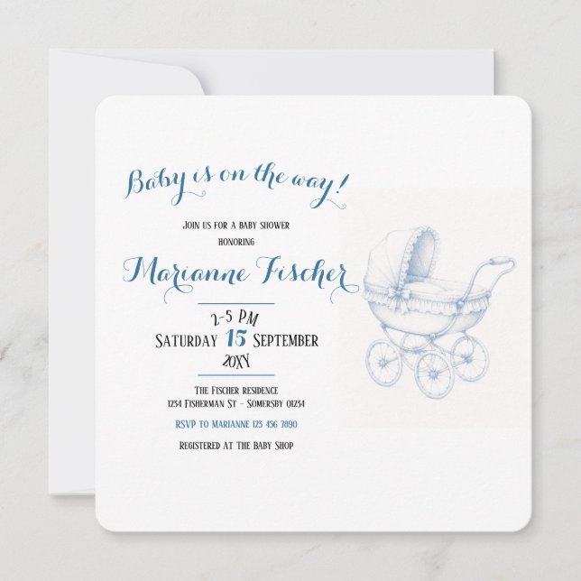 Retro-Baby-Shower-Einladung (Vorderseite)