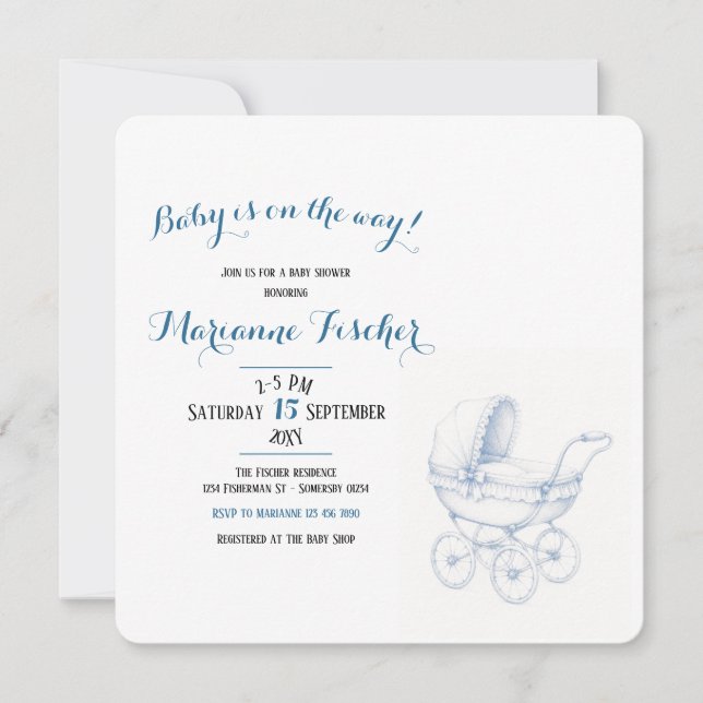 Retro-Baby-Shower-Einladung (Vorderseite)
