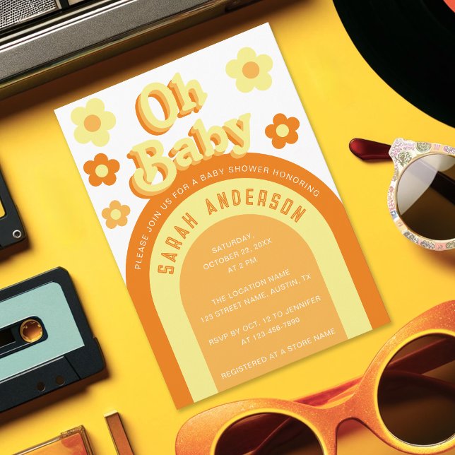 Retro Baby Shower Groovy 70er Blume Power Einladung (Von Creator hochgeladen)