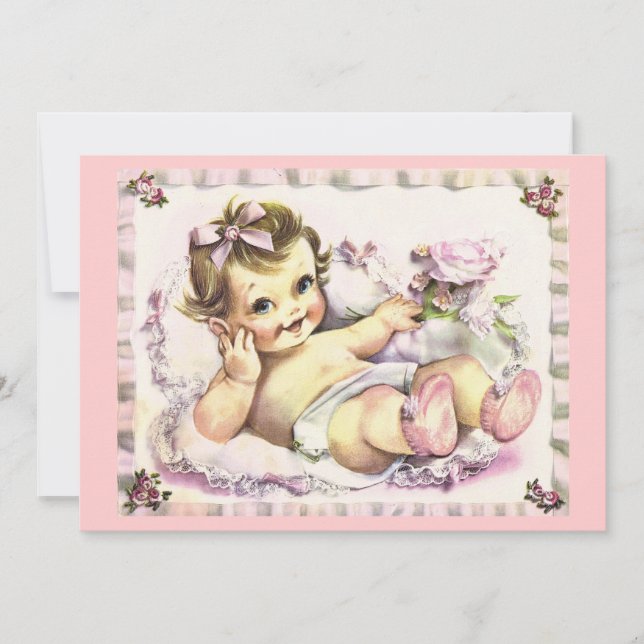 Retro Babydusche der 50er Jahre Einladung (Vorderseite)