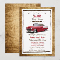 Retro Babydusche für klassische Fahrzeuge Einladun