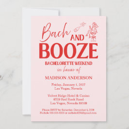 Retro Bach und Booze Junggesellinnenabschied Rot P Einladung