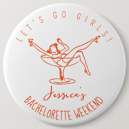 Retro Bachelorette Frau im Cocktail Button