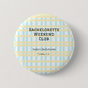 RETRO BACHELORETTE WEEKEND CLUB BLAUE GELBE DATUM BUTTON