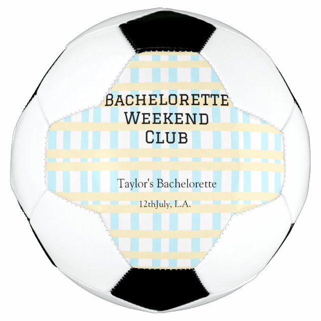 RETRO BACHELORETTE WEEKEND CLUB BLAUE GELBE DATUM FUßBALL (Vorderseite)