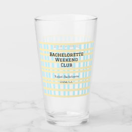 RETRO BACHELORETTE WEEKEND CLUB BLAUE GELBE DATUM GLAS