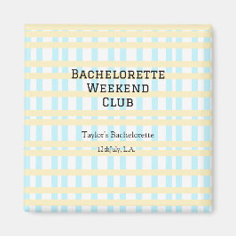 RETRO BACHELORETTE WEEKEND CLUB BLAUE GELBE DATUM MAGNET