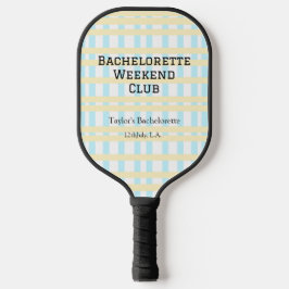 RETRO BACHELORETTE WEEKEND CLUB BLAUE GELBE DATUM PICKLEBALL SCHLÄGER