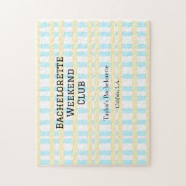 RETRO BACHELORETTE WEEKEND CLUB BLAUE GELBE DATUM PUZZLE
