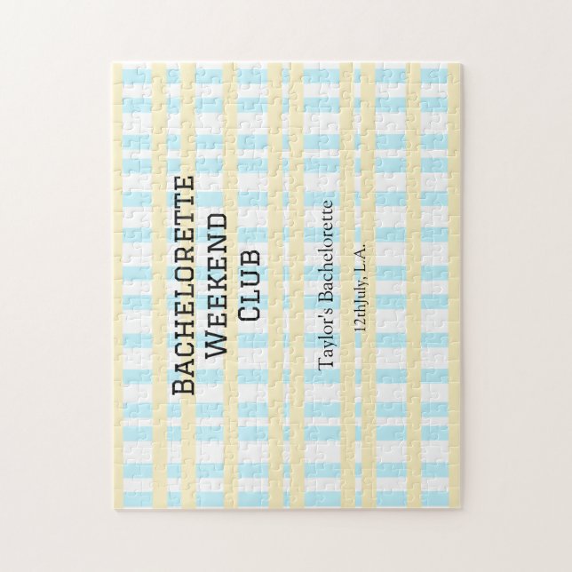 RETRO BACHELORETTE WEEKEND CLUB BLAUE GELBE DATUM PUZZLE (Vertikal)