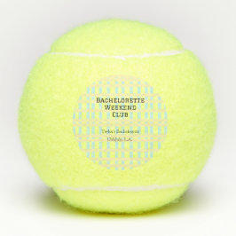 RETRO BACHELORETTE WEEKEND CLUB BLAUE GELBE DATUM TENNISBÄLLE