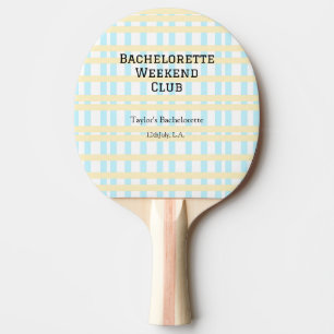 RETRO BACHELORETTE WEEKEND CLUB BLAUE GELBE DATUM TISCHTENNIS SCHLÄGER