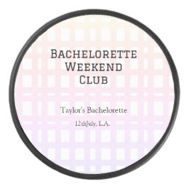 RETRO BACHELORETTE WEEKEND CLUB PINK ORANGE DATE EISHOCKEY PUCK