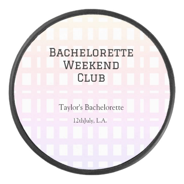 RETRO BACHELORETTE WEEKEND CLUB PINK ORANGE DATE EISHOCKEY PUCK (Vorderseite)