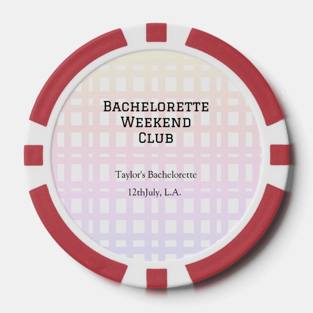 RETRO BACHELORETTE WEEKEND CLUB PINK ORANGE DATE POKERCHIPS (Vorderseite)