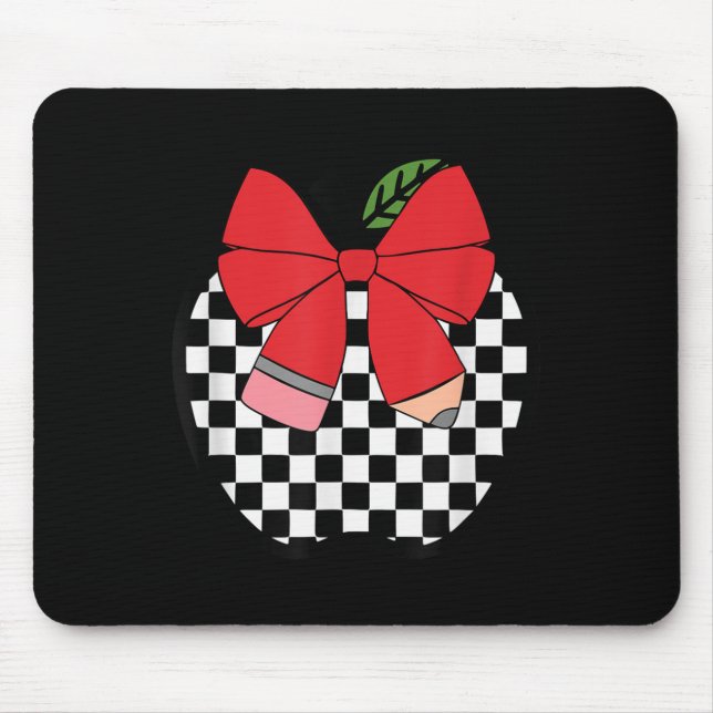Retro Back To School Teacher Race Checkered Pencil Mousepad (Vorne)