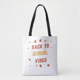 Retro Back To School Vibes Tote Bag Custom Groovy 