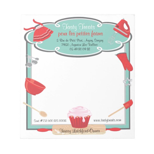 Retro Backen und Kochen Notizblock Rezeptur Bestel (Vorderseite)