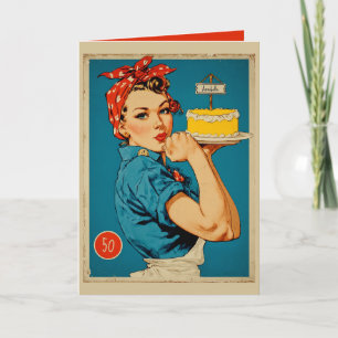 Retro-Bäcker-Pin-Up  Karte