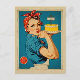 Retro-Bäcker-Pin-Up Postkarte