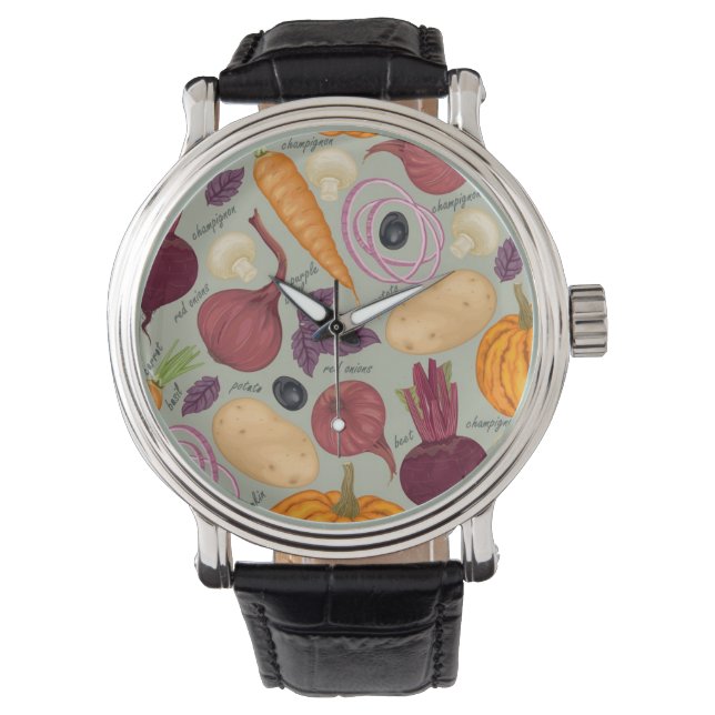 Retro background from fresh fresh vegetables armbanduhr (Vorderseite)