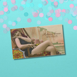 Retro-Badeanzug Beauty-Solarium Visitenkarte