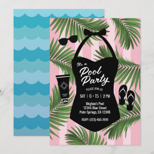 Retro-Badeanzug-Poolparty-Einladung Einladung