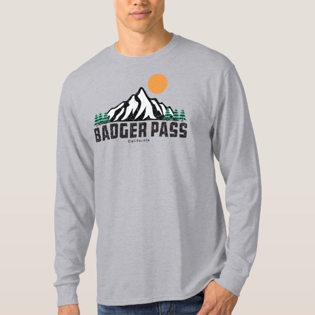 Retro Badger Pass Ski T-Shirt (Vorderseite)