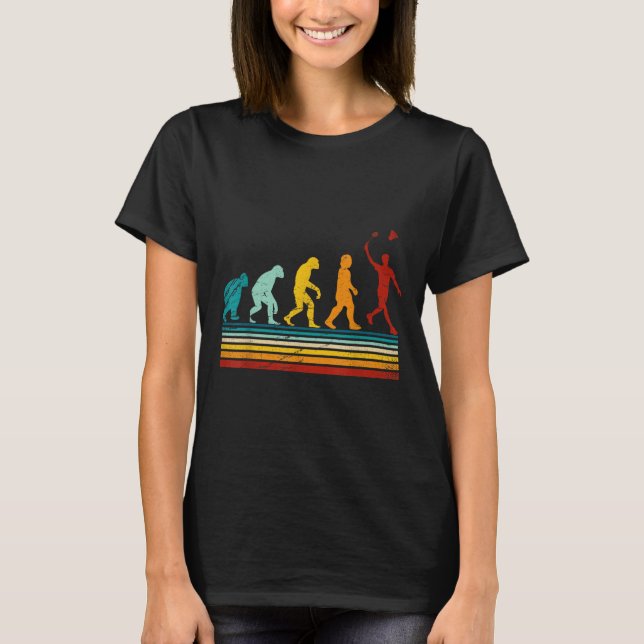 Retro Badminton mit Shuttle Evolution Darwin  T-Shirt (Vorderseite)