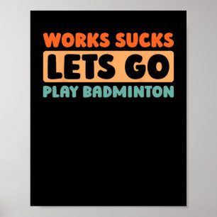 Retro Badminton Player Court - Racquet Vintag Shu Poster