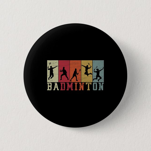 Retro Badminton Player Silhouetten - Badminton Button (Vorderseite)
