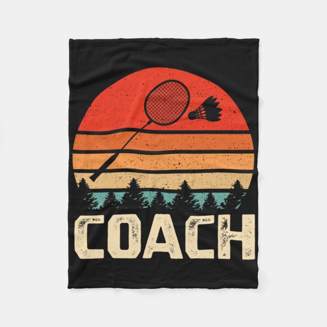 Retro Badminton Racket Shuttle Badminton Coach Gif Fleecedecke (Vorderseite)