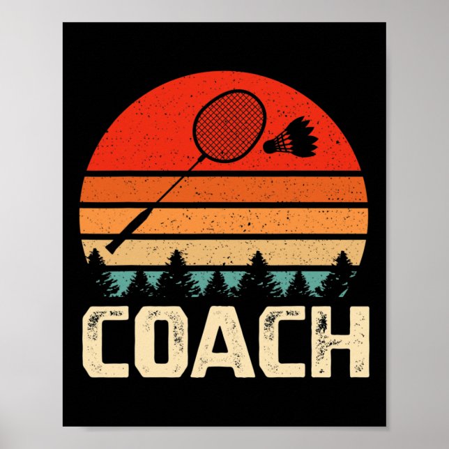 Retro Badminton Racket Shuttle Badminton Coach Gif Poster (Vorne)