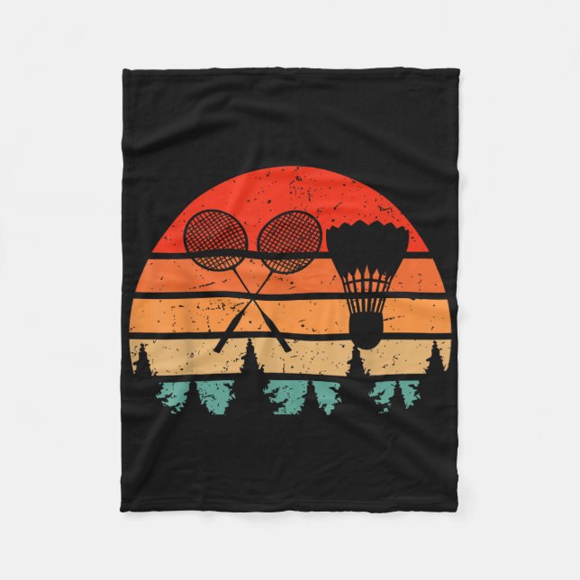 Retro Badminton Racket Shuttle Funny Badminton Pla Fleecedecke (Vorderseite)