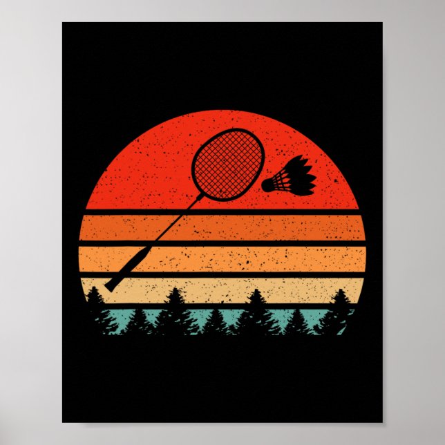 Retro Badminton Racket Shuttle Funny Badminton Pla Poster (Vorne)