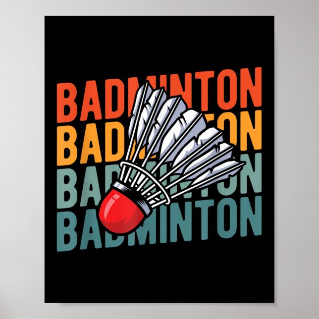 Retro Badminton Racket Team - Player Vintage Shutt Poster (Vorne)
